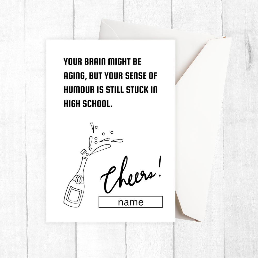 CHEERS BIRTHDAY PERSONALISED CARD