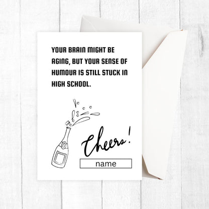 CHEERS BIRTHDAY PERSONALISED CARD