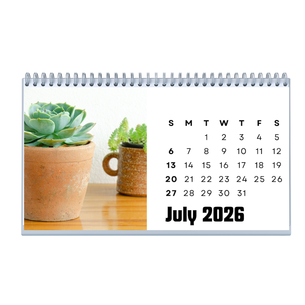 Succulent Office Desk Calendar 2026