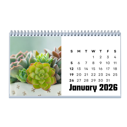 Succulent Office Desk Calendar 2026
