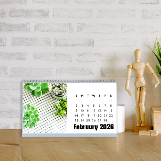 Succulent Office Desk Calendar 2026