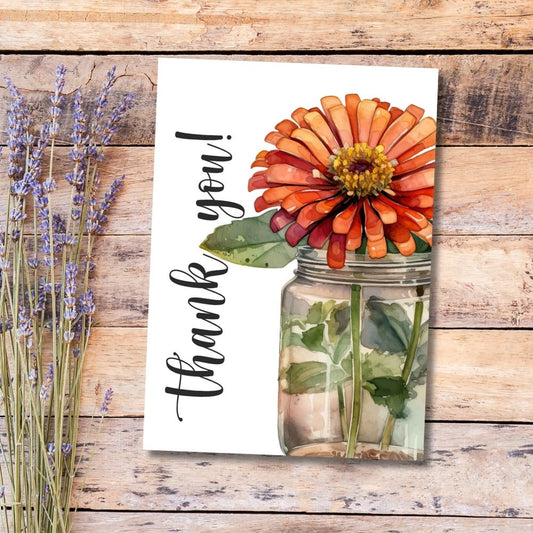 Flower in the Jar Thank You Card