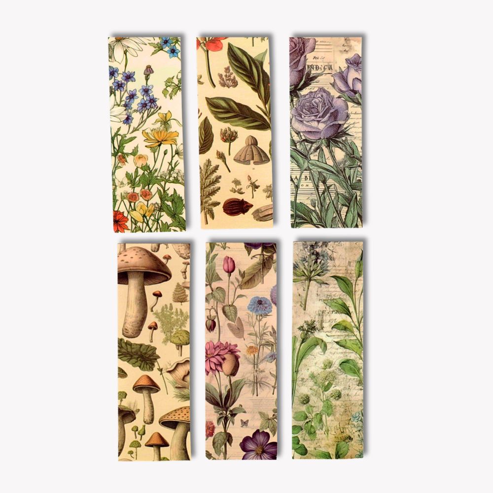 Wild Flower Vintage Bookmarks Set 3 featuring rustic floral designs, perfect for book lovers and gifts — ANEA stationery.