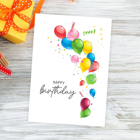 Birthday card with balloons design, wholesale by ANEA.