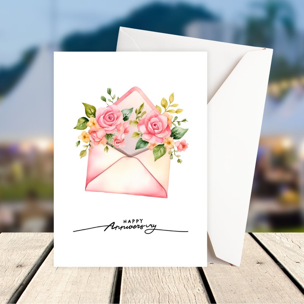 FLOWER LETTER ANNIVERSARY CARD