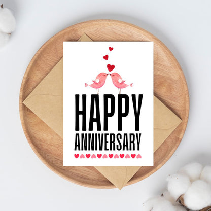 Kissing Birds Anniversary Card