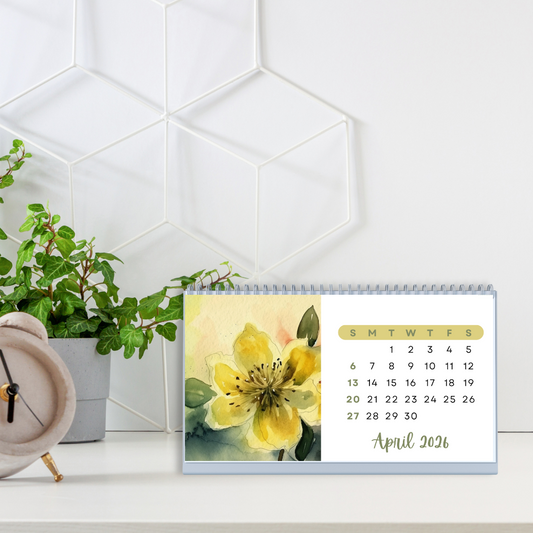 FLORAL DESK CALENDAR 2026