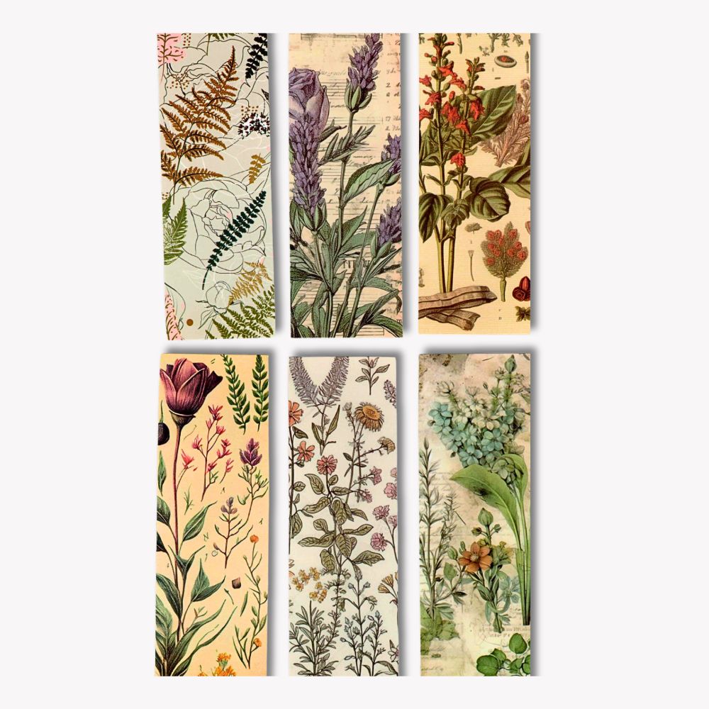 Wild Flower Vintage Bookmarks Set 3 featuring rustic floral designs, perfect for book lovers and gifts — ANEA stationery.