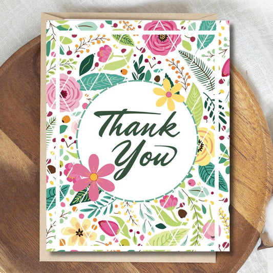 Wild Flowers Thank You Greeting Card