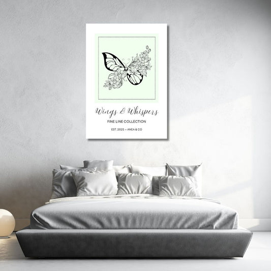 Wings & Whispers Fine Line Collection butterfly poster featuring delicate line art by ANEA