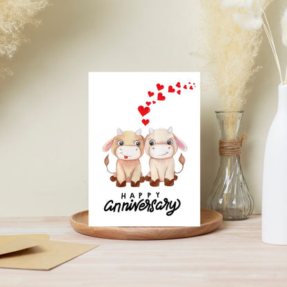 Cute Cow Couple Anniversary Card