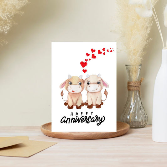 Cute Cow Couple Anniversary Card