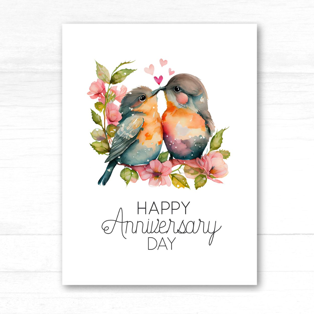 Birds on the Flower Nest Anniversary Card