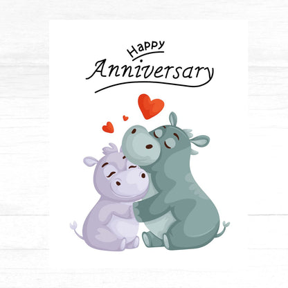 Hugging Hippos Anniversary Card