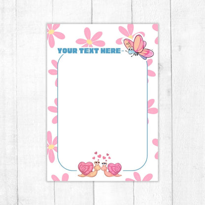 CUTE SNAIL PERSONALISED A6 NOTEPAD