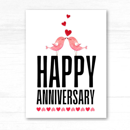 Kissing Birds Anniversary Card