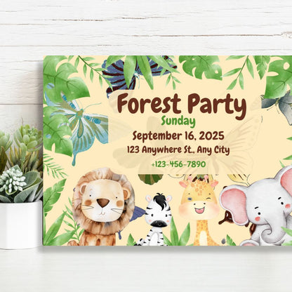 FOREST PARTY PERSONALISED INVITATIONS