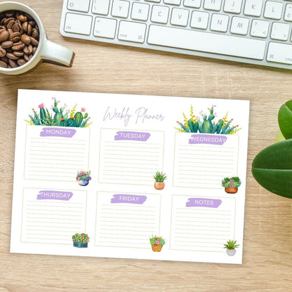 SUCCULENT PLANTS WEEKLY PLANNER DIGITAL FILE