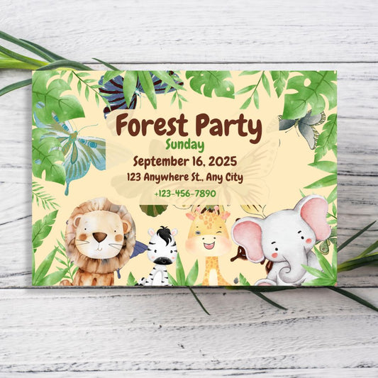 FOREST PARTY PERSONALISED INVITATIONS