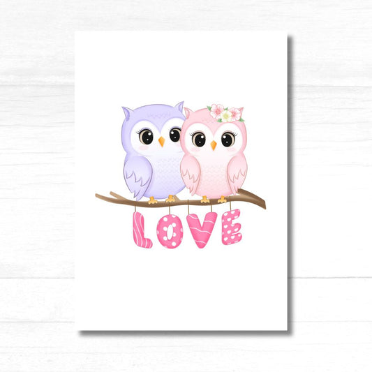 Baby Owls Valentine's Card featuring adorable owl illustrations, perfect for heartfelt messages – ANEA.