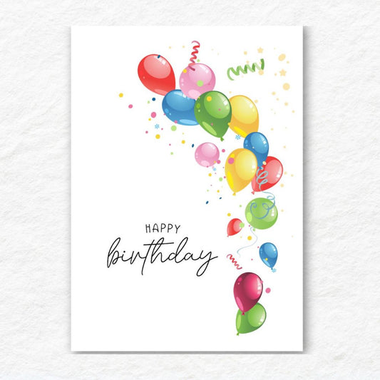 Balloons Birthday Card featuring colorful balloons design by ANEA. Balloons Happy Birthday Card