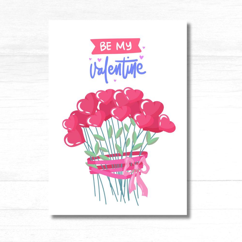 By My Valentine’s Card adorned with beautiful pink flowers, a charming and heartfelt design – ANEA greeting card.