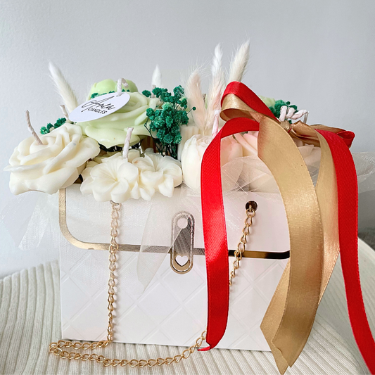 CHRISTMAS GREEN CANDLE FLOWER BOUQUET BAG