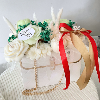 CHRISTMAS GREEN CANDLE FLOWER BOUQUET BAG