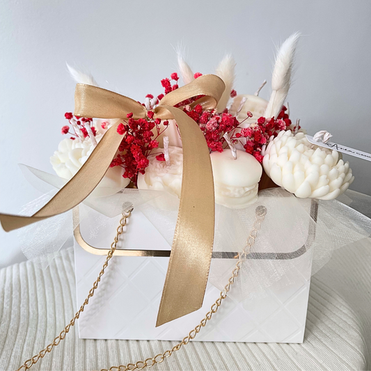 CHRISTMAS RED CANDLE FLOWER BOUQUET BAG