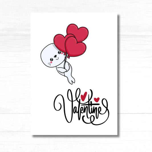 Cute Seal Valentine's Card featuring an adorable seal illustration, perfect for expressing love and affection – ANEA.