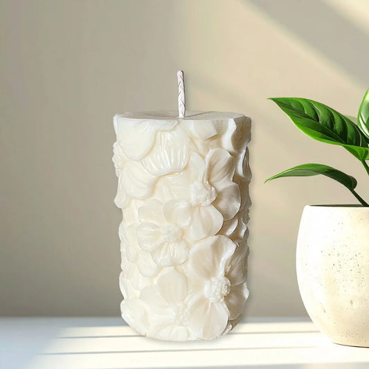 FLORAL PILLAR COCONUT WAX CANDLE