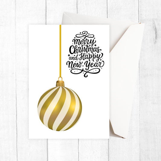GOLDEN BAUBLE CHRISTMAS CARD