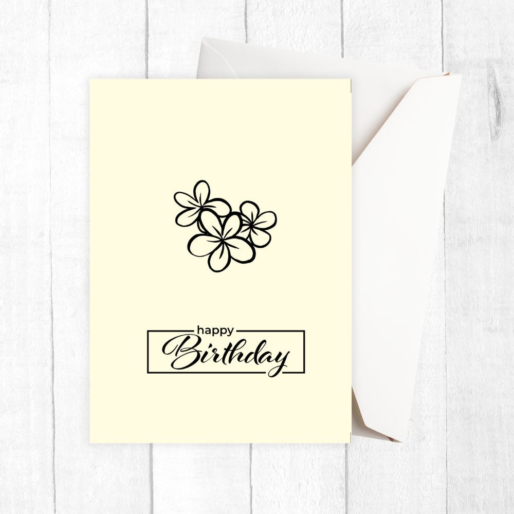 Greeting card with floral design and 'Happy Birthday' text on a white background. Gentle Flowers Happy Birthday Card