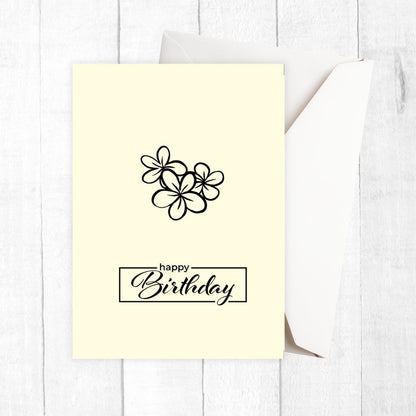 Greeting card with floral design and 'Happy Birthday' text on a white background. Gentle Flowers Happy Birthday Card