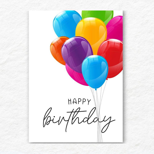 Beautiful Lustre Balloons Birthday Card with shiny finish by ANEA.Lustre Balloons Birthday Card