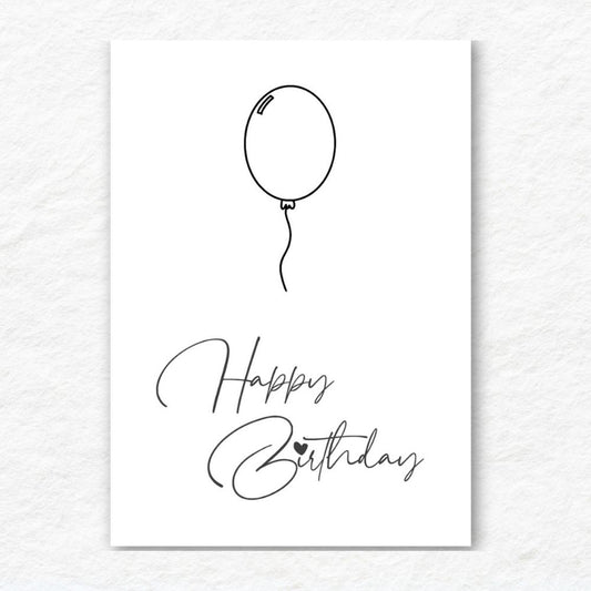 Minimalist Birthday Card with clean design by ANEA. Minimalist Happy Birthday Card