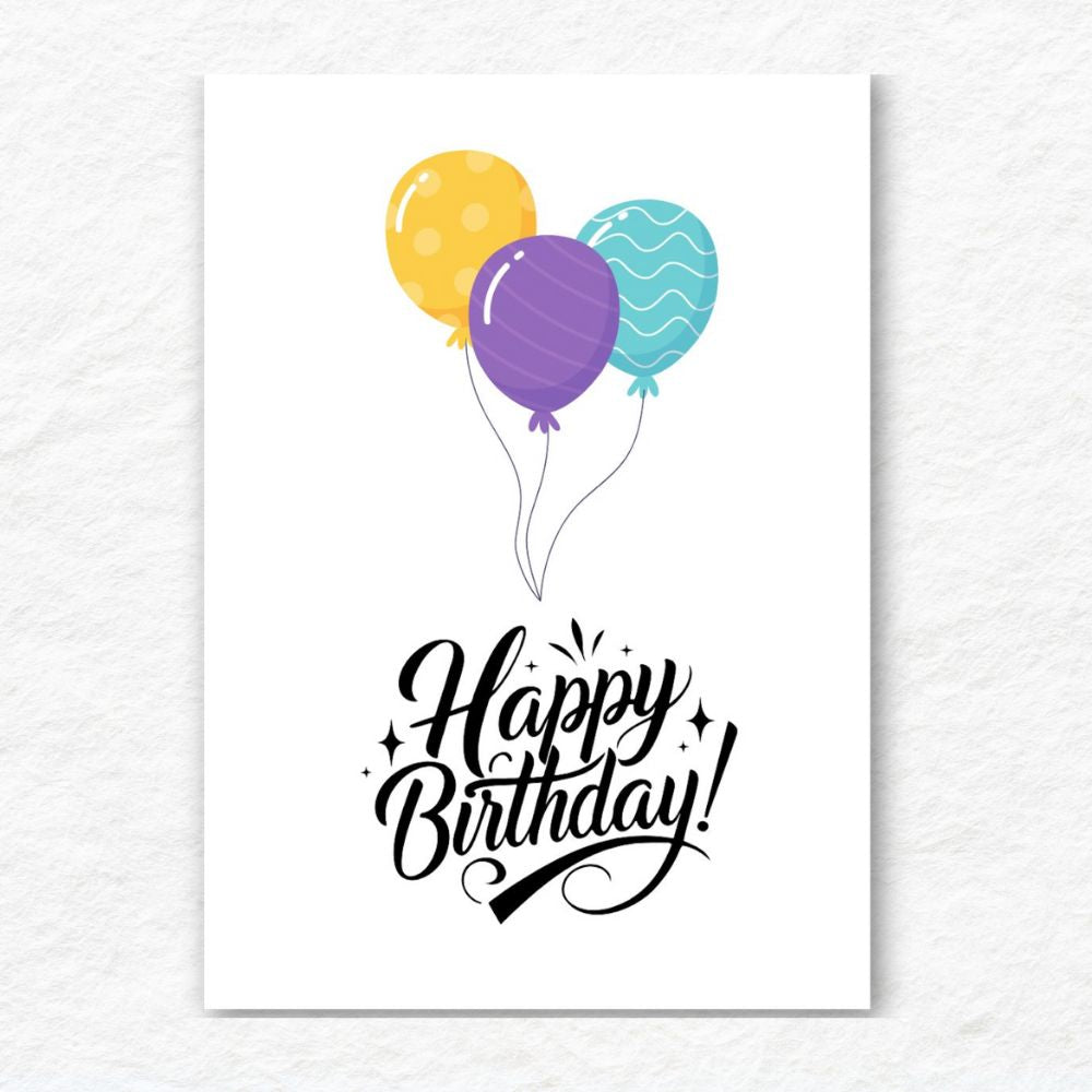 Pastel Balloons Birthday Card featuring soft pastel colors by ANEA. Pastel Balloons Birthday Card
