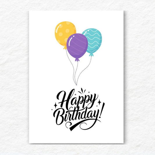 Pastel Balloons Birthday Card featuring soft pastel colors by ANEA. Pastel Balloons Birthday Card