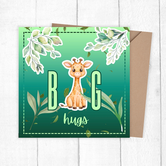 The 3D Big Hugs Giraffe Greeting Card. Perfect for birthdays, get-well wishes, or just because, it’s a cheerful keepsake that shows you care in the sweetest way. 