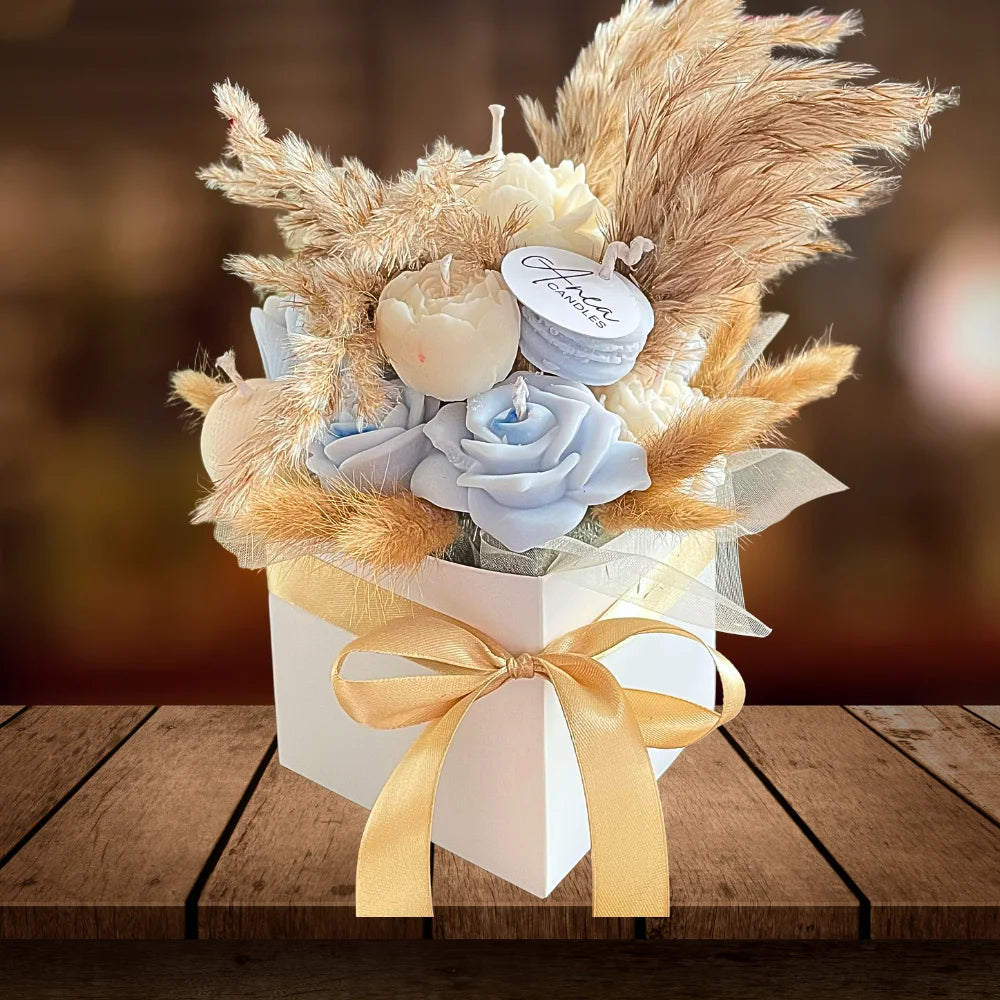 WHITE & BLUE PREMIUM CANDLE BOUQUET