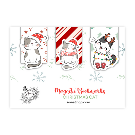 CHRISTMAS CATS MAGNETIC BOOKMARK SET