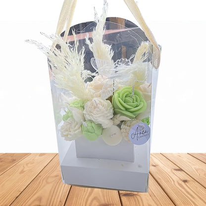 WHITE & GREEN PREMIUM CANDLE BOUQUET