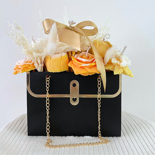 ORANGE CANDLE FLOWER BOUQUET BAG